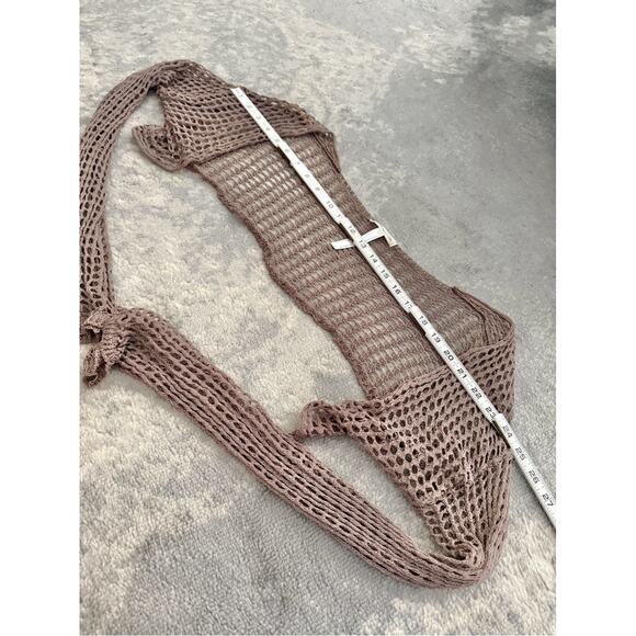 Y2K Urban Outfitters Crochet Shrug Cardigan Open Knit L/XL Taupe Brown Grunge - Picture 7 of 8